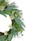 23" Green & White Olive Leaf & Floral Twig Spring Wreath